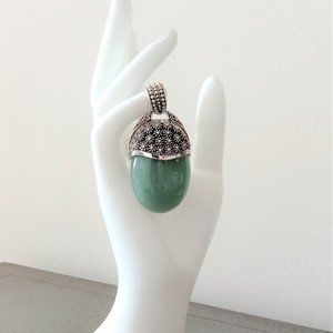 SILVER & GREEN AVENTURINE "HEALING" PENDANT